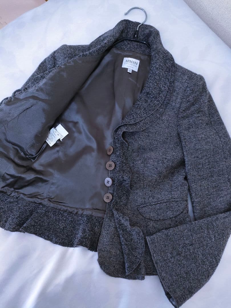 アルマーニコレツィオーニARMANI　フリル襟　ジャケット　コート　グレー　40