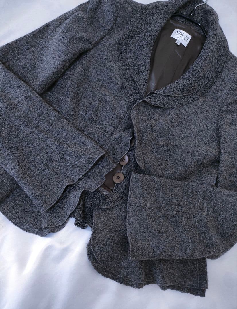 アルマーニコレツィオーニARMANI　フリル襟　ジャケット　コート　グレー　40