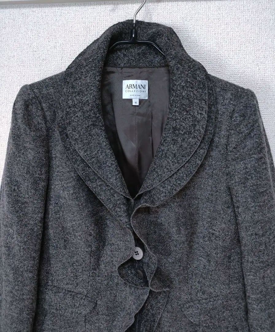 アルマーニコレツィオーニARMANI　フリル襟　ジャケット　コート　グレー　40