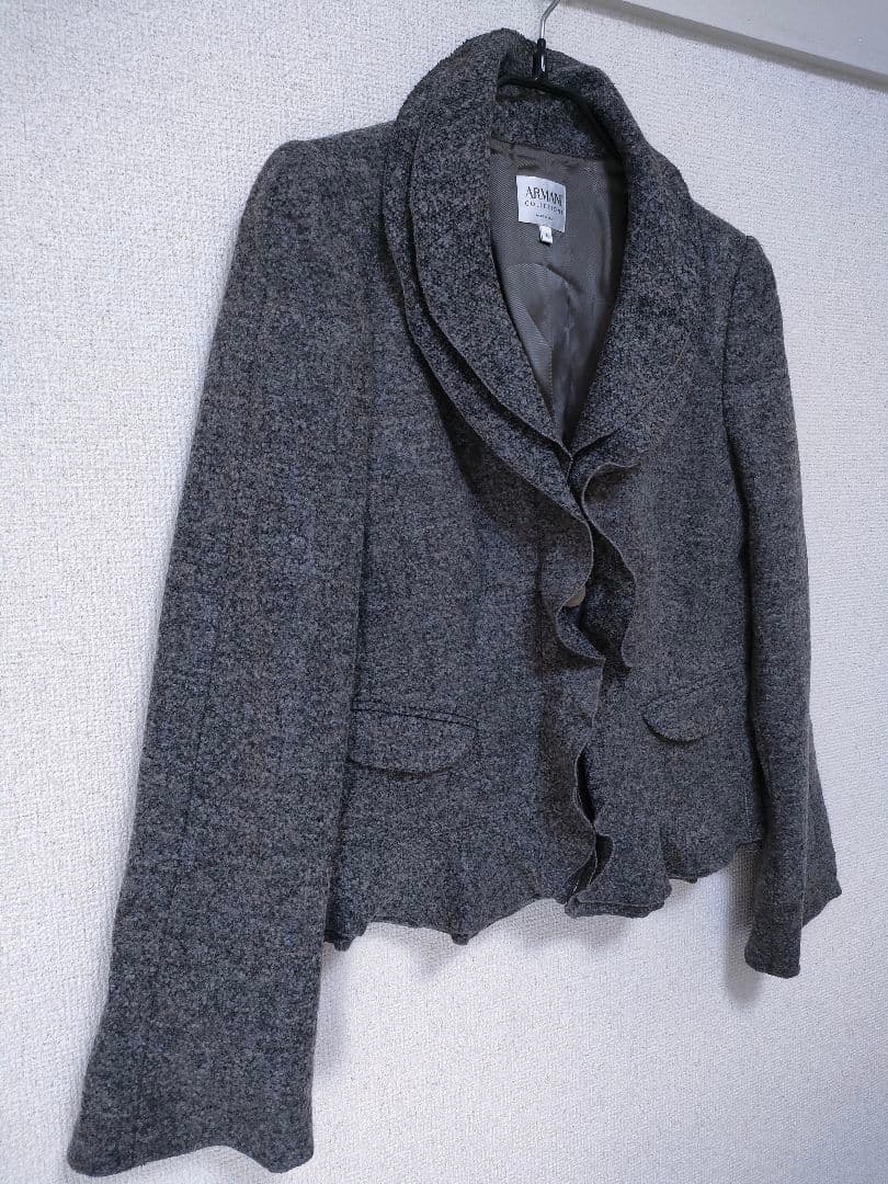 アルマーニコレツィオーニARMANI　フリル襟　ジャケット　コート　グレー　40