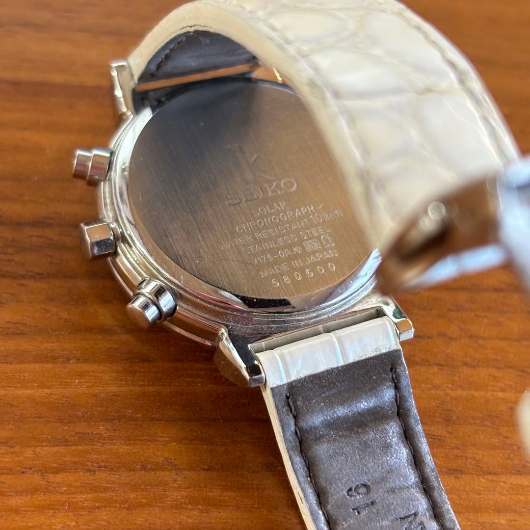 SEIKO ルキア　LUKIA クロノグラフ　ソーラー電池　ダイヤ　本革ベルト