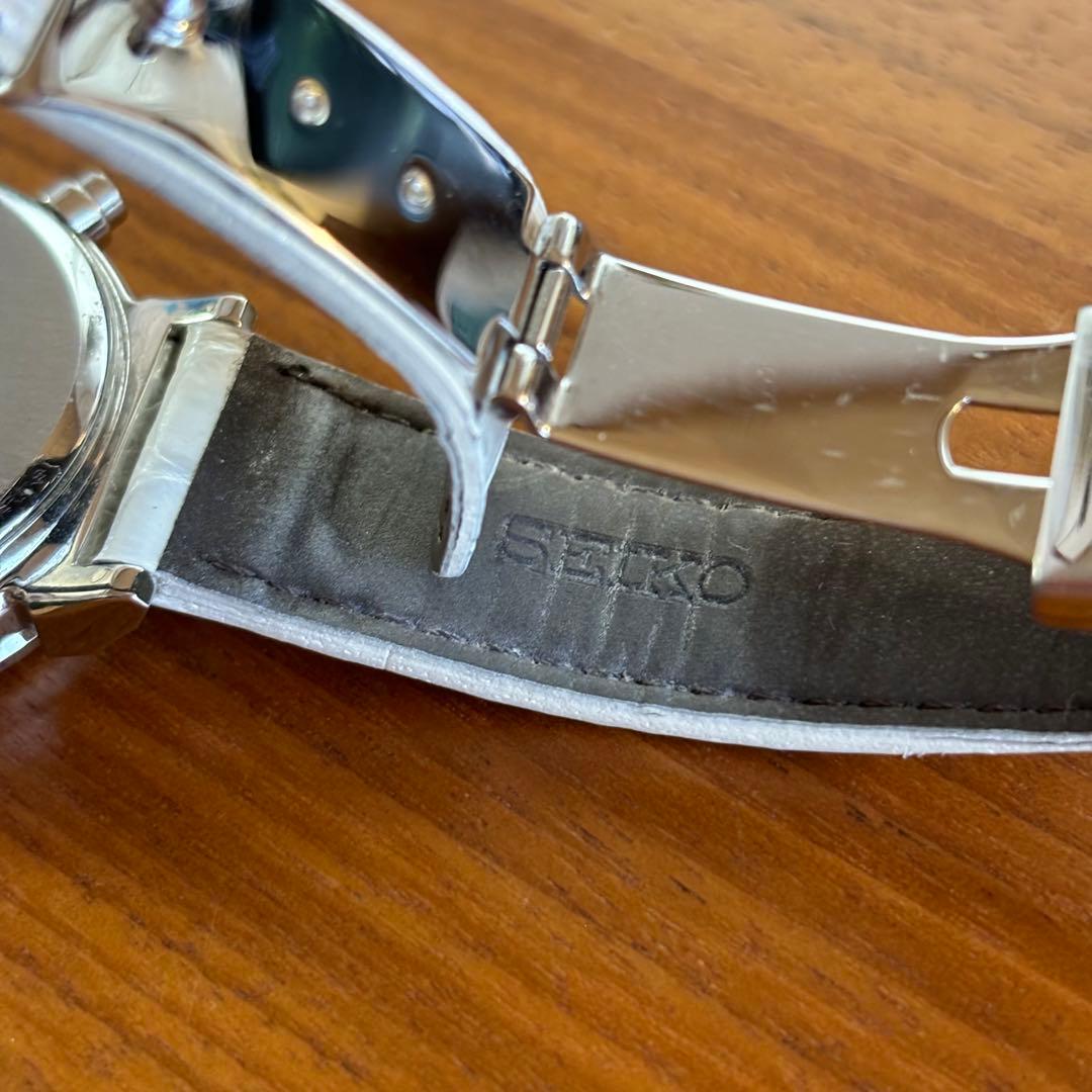 SEIKO ルキア　LUKIA クロノグラフ　ソーラー電池　ダイヤ　本革ベルト