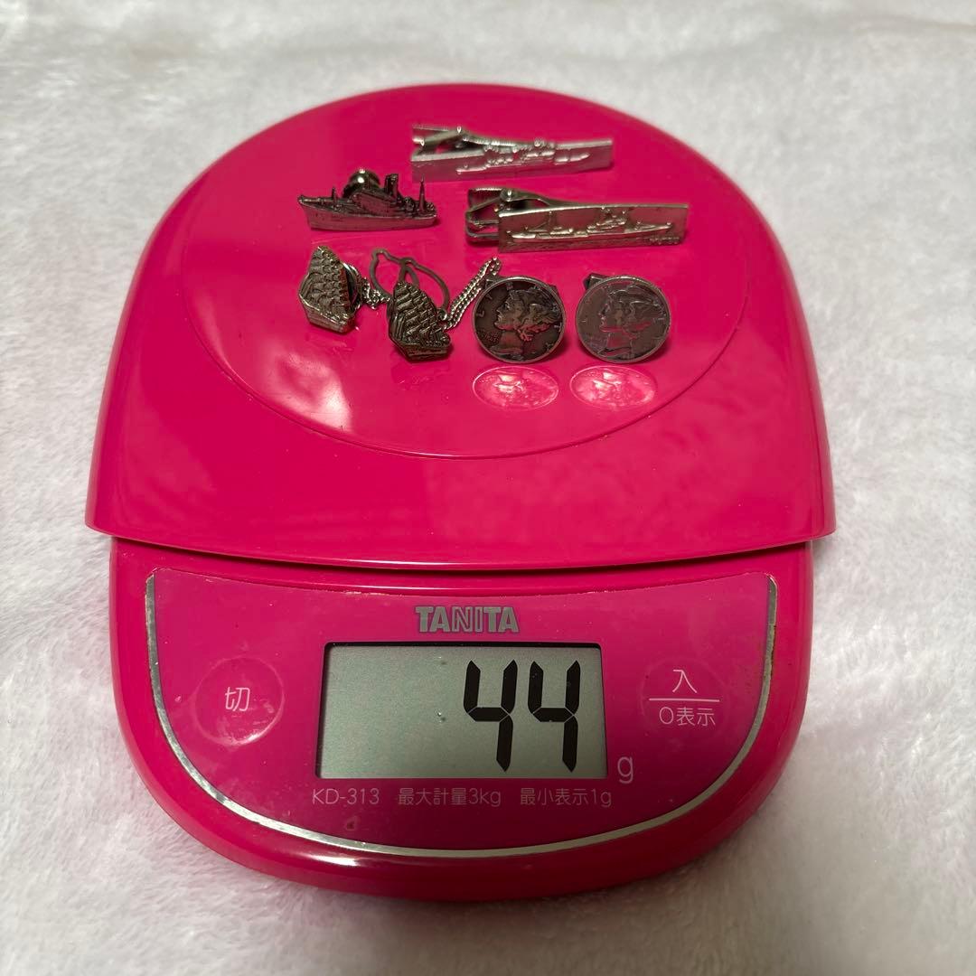 純銀製　銀製　ネクタイピン　カフスボタン　7点まとめ売り　44g