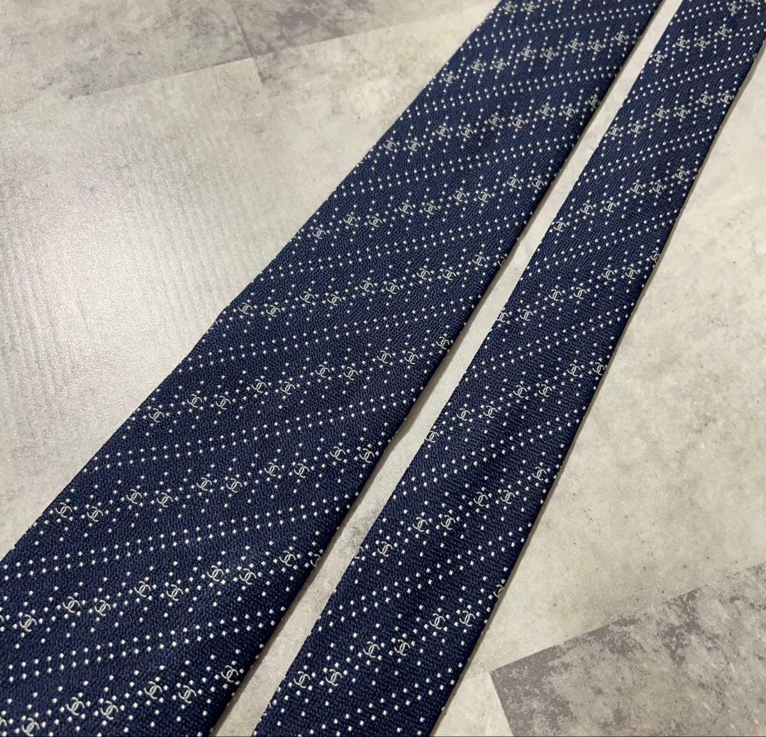 CHANEL ハイブランド ネクタイ ココマーク総柄 ジャガード