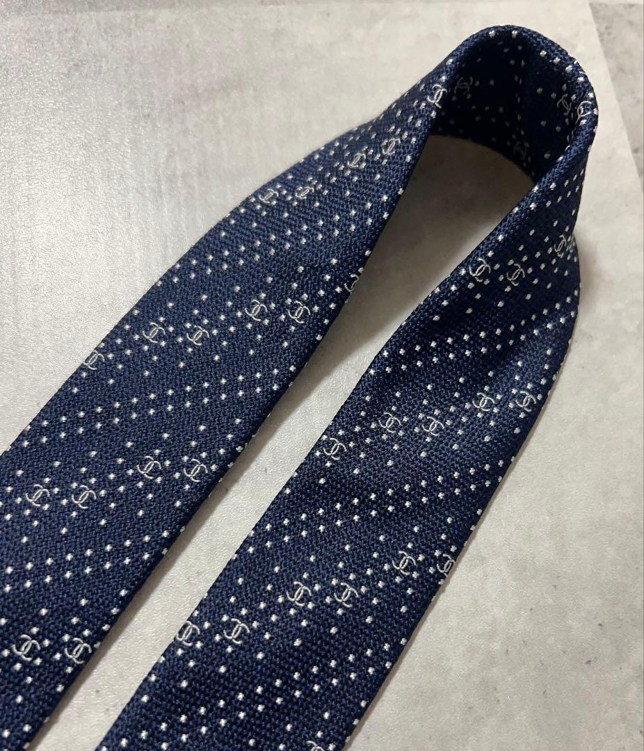 CHANEL ハイブランド ネクタイ ココマーク総柄 ジャガード