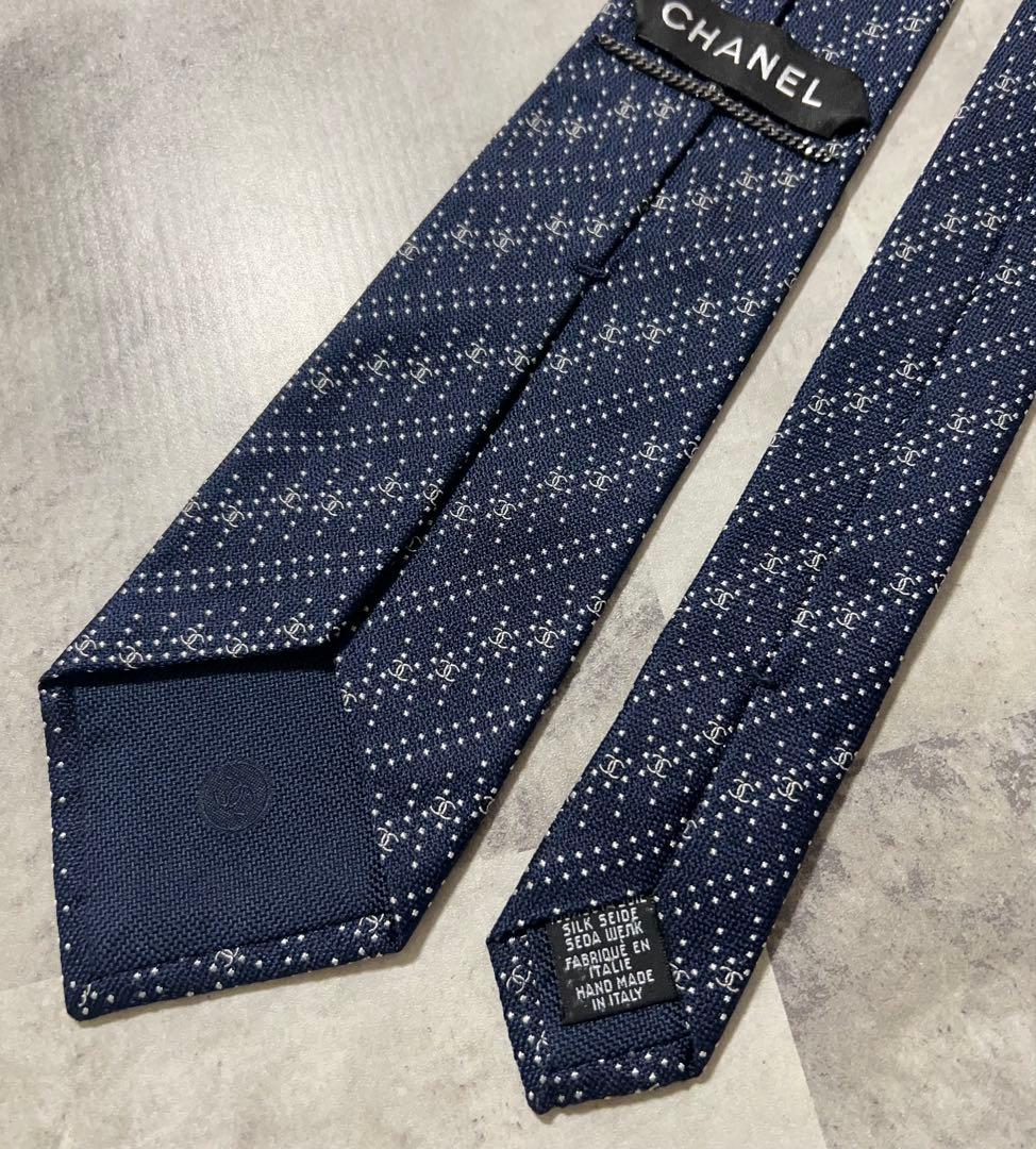 CHANEL ハイブランド ネクタイ ココマーク総柄 ジャガード