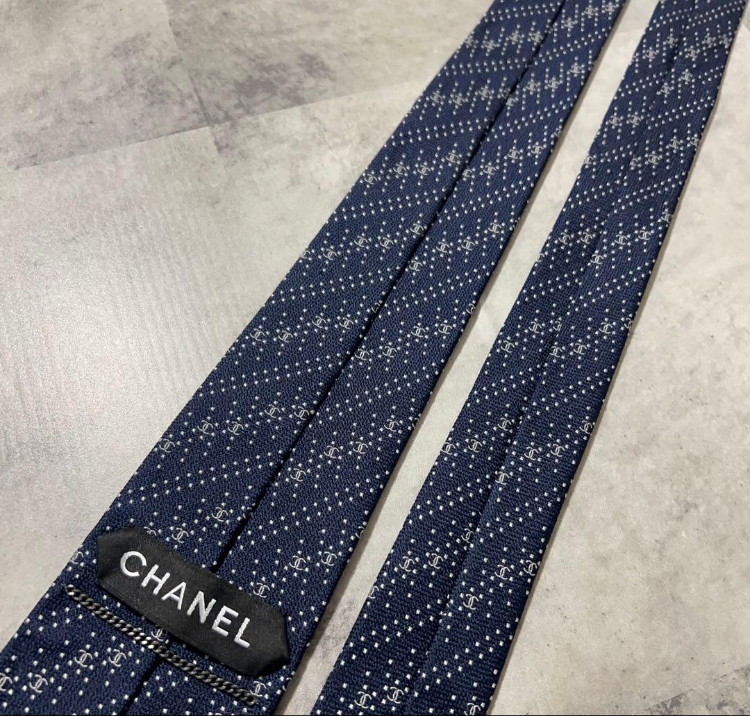 CHANEL ハイブランド ネクタイ ココマーク総柄 ジャガード
