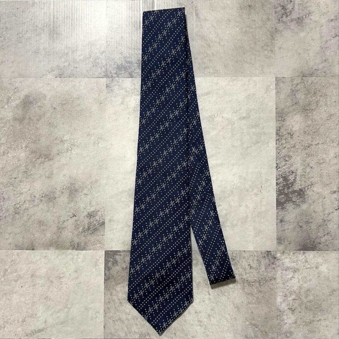 CHANEL ハイブランド ネクタイ ココマーク総柄 ジャガード