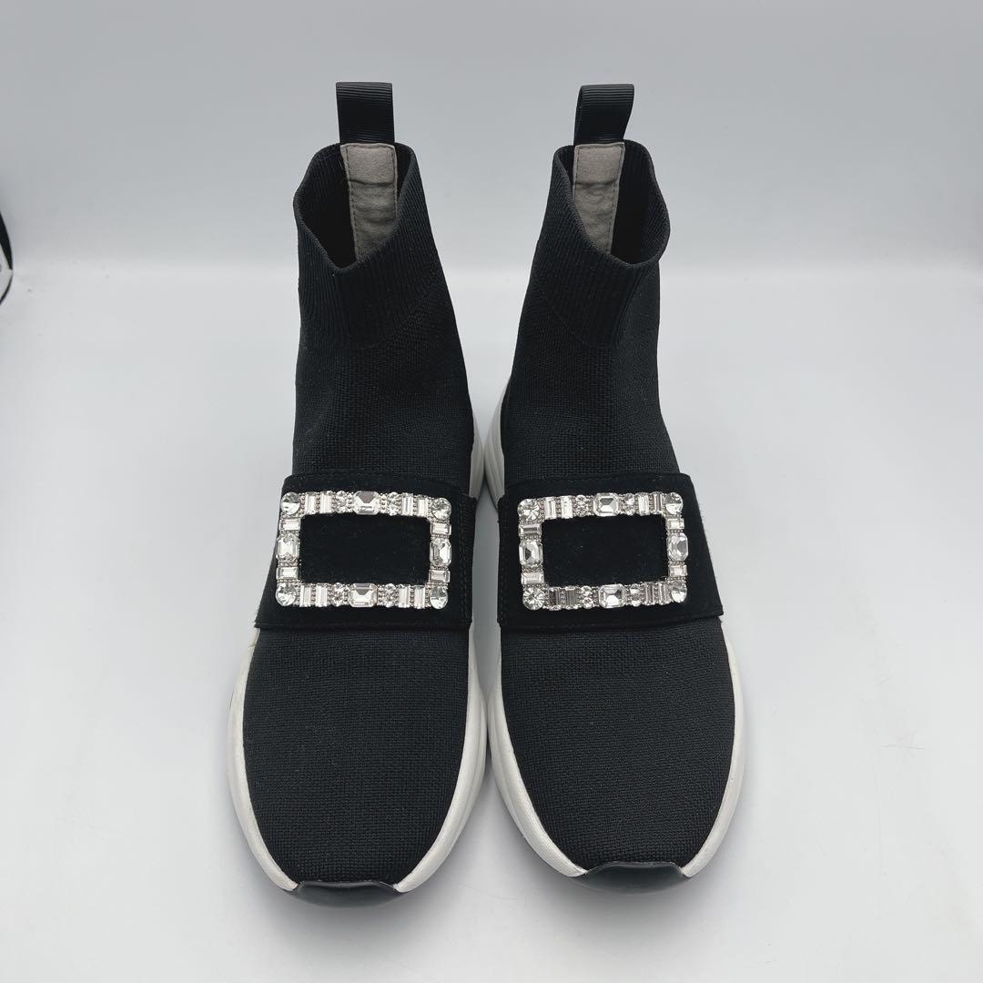 +diana 【ミドル丈】クリスタルバックル ニットソックススニーカー