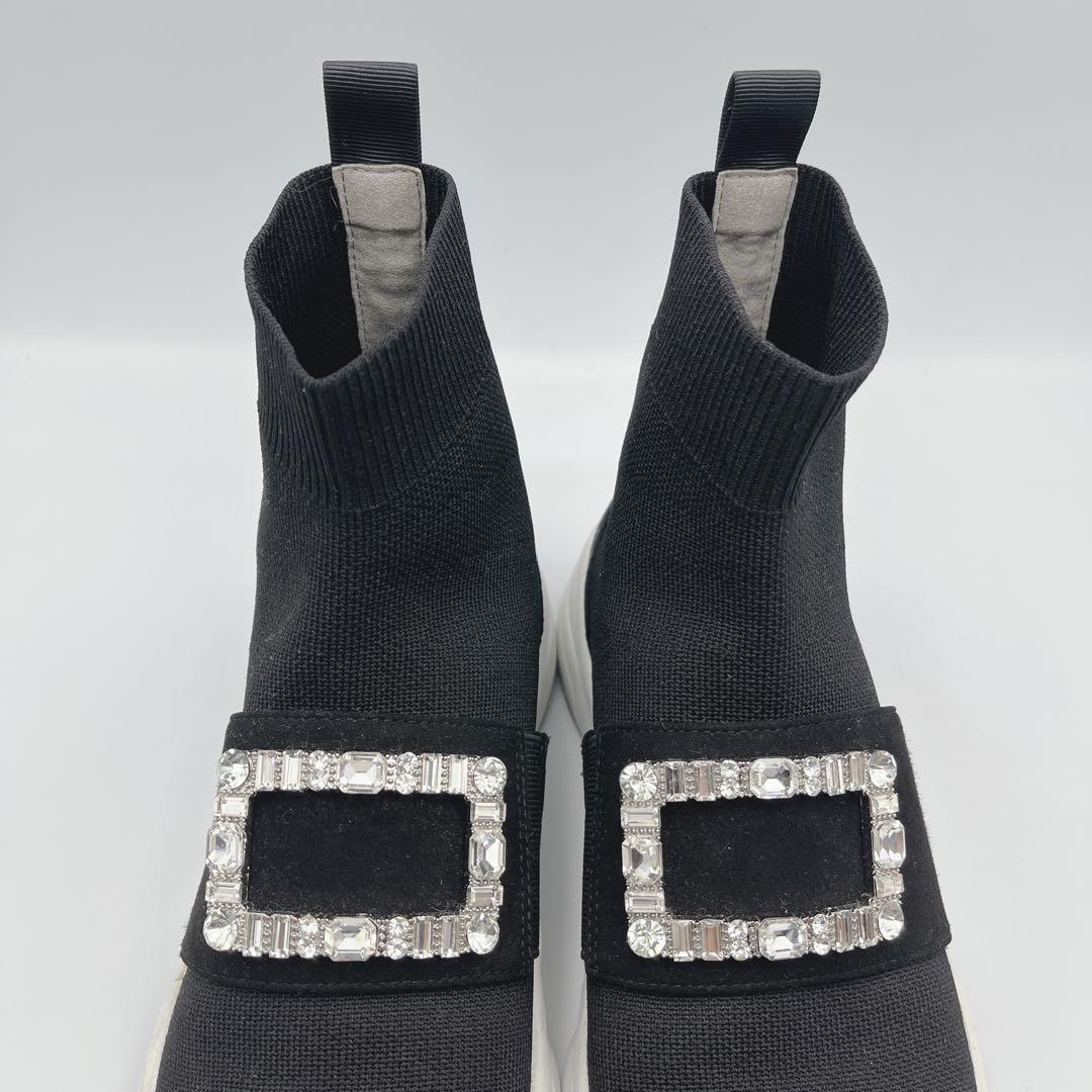 +diana 【ミドル丈】クリスタルバックル ニットソックススニーカー