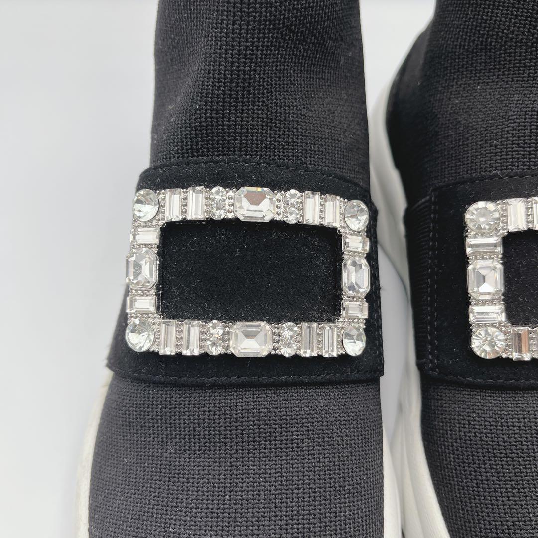 +diana 【ミドル丈】クリスタルバックル ニットソックススニーカー