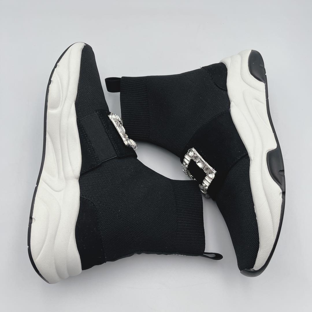 +diana 【ミドル丈】クリスタルバックル ニットソックススニーカー