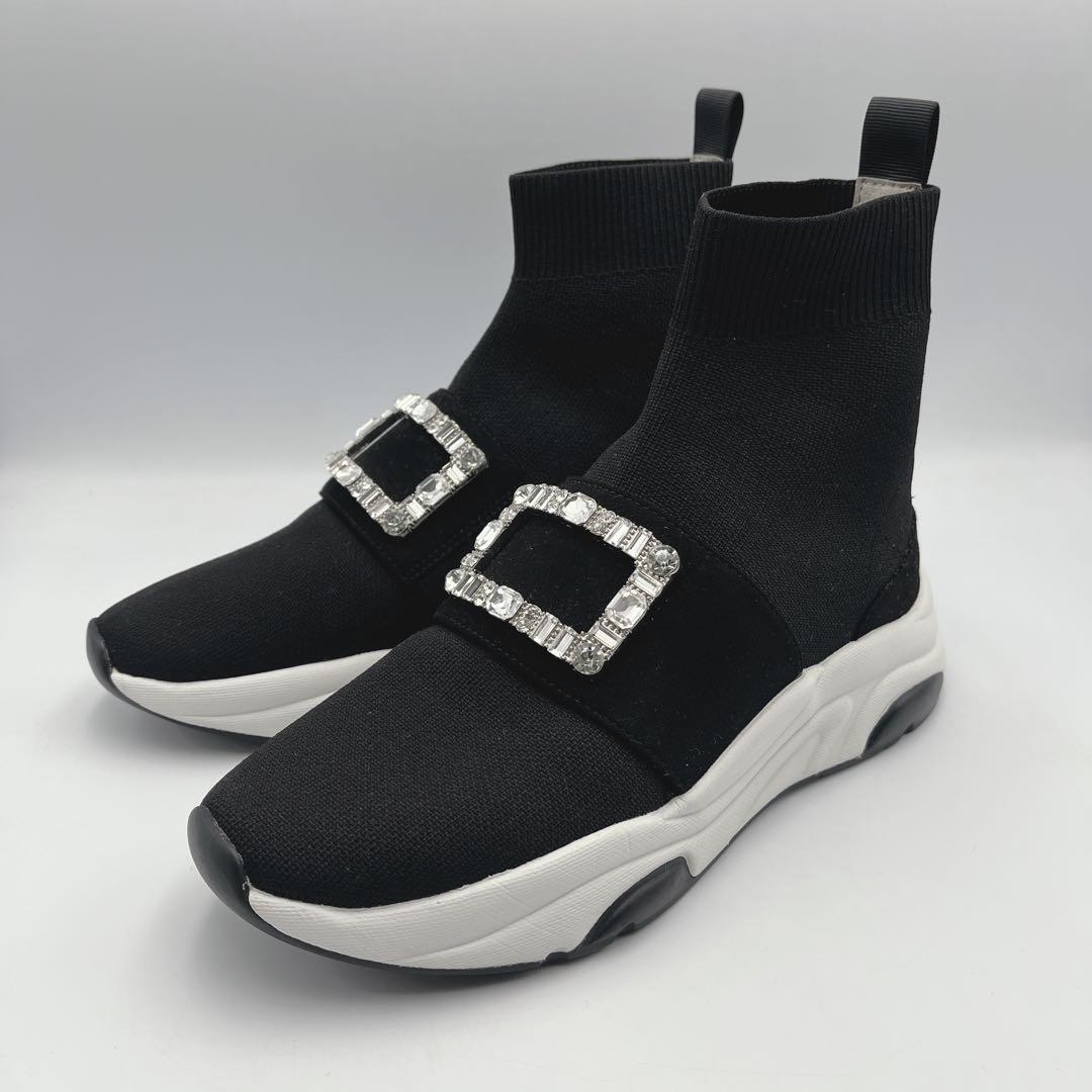 +diana 【ミドル丈】クリスタルバックル ニットソックススニーカー