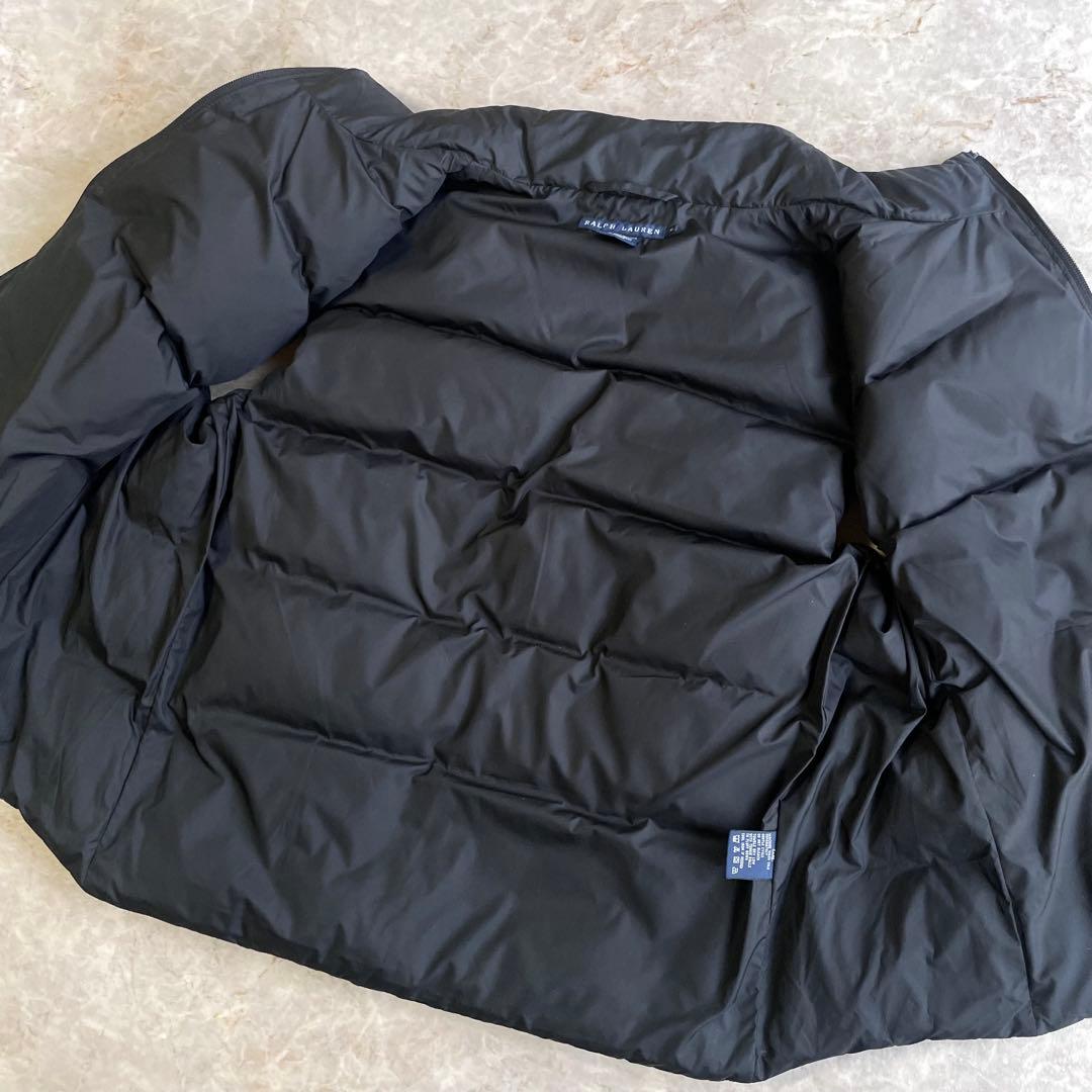 RALPH LAUREN 保温性 ロゴ刺繍 ダブルジップ ダウンベスト 黒 XL
