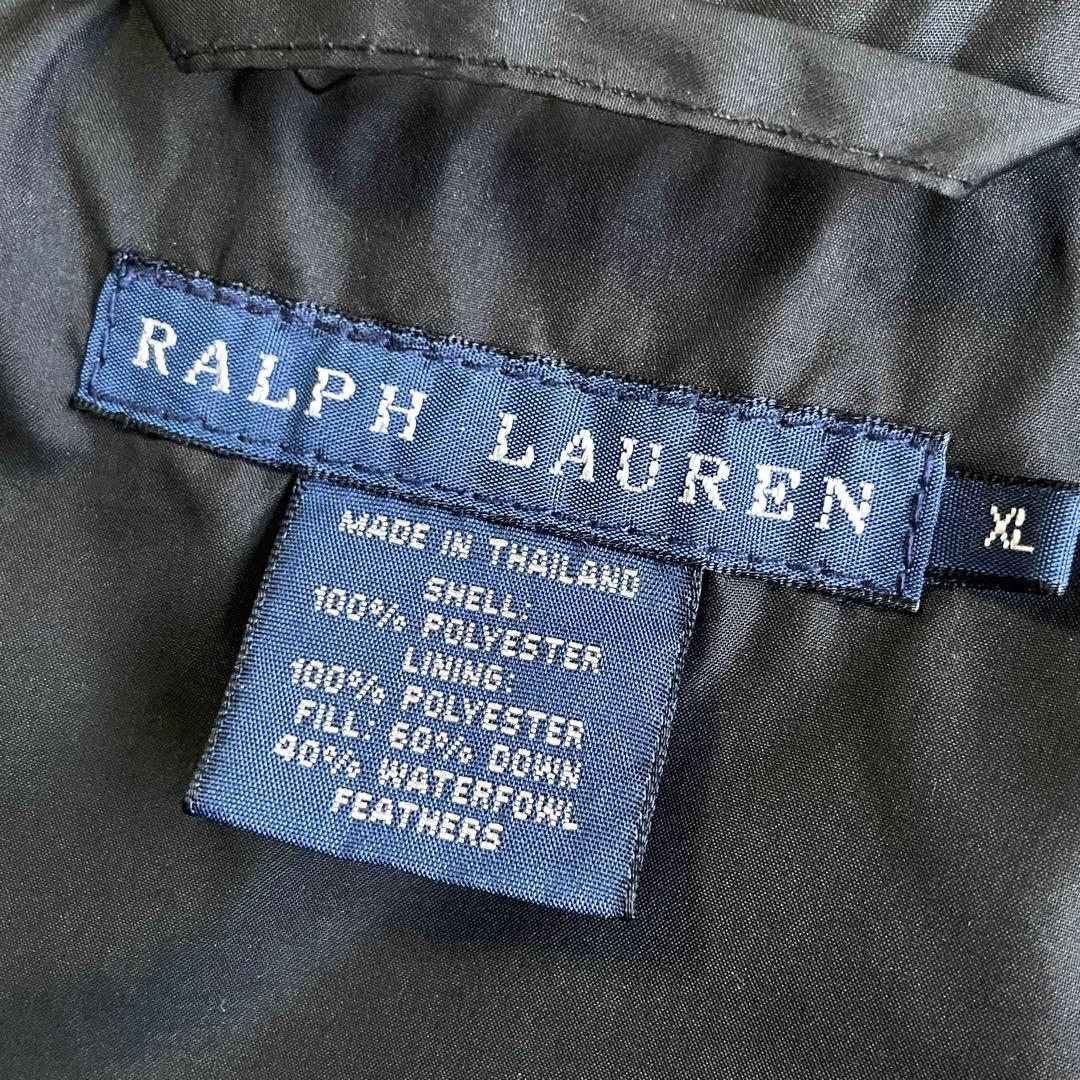 RALPH LAUREN 保温性 ロゴ刺繍 ダブルジップ ダウンベスト 黒 XL