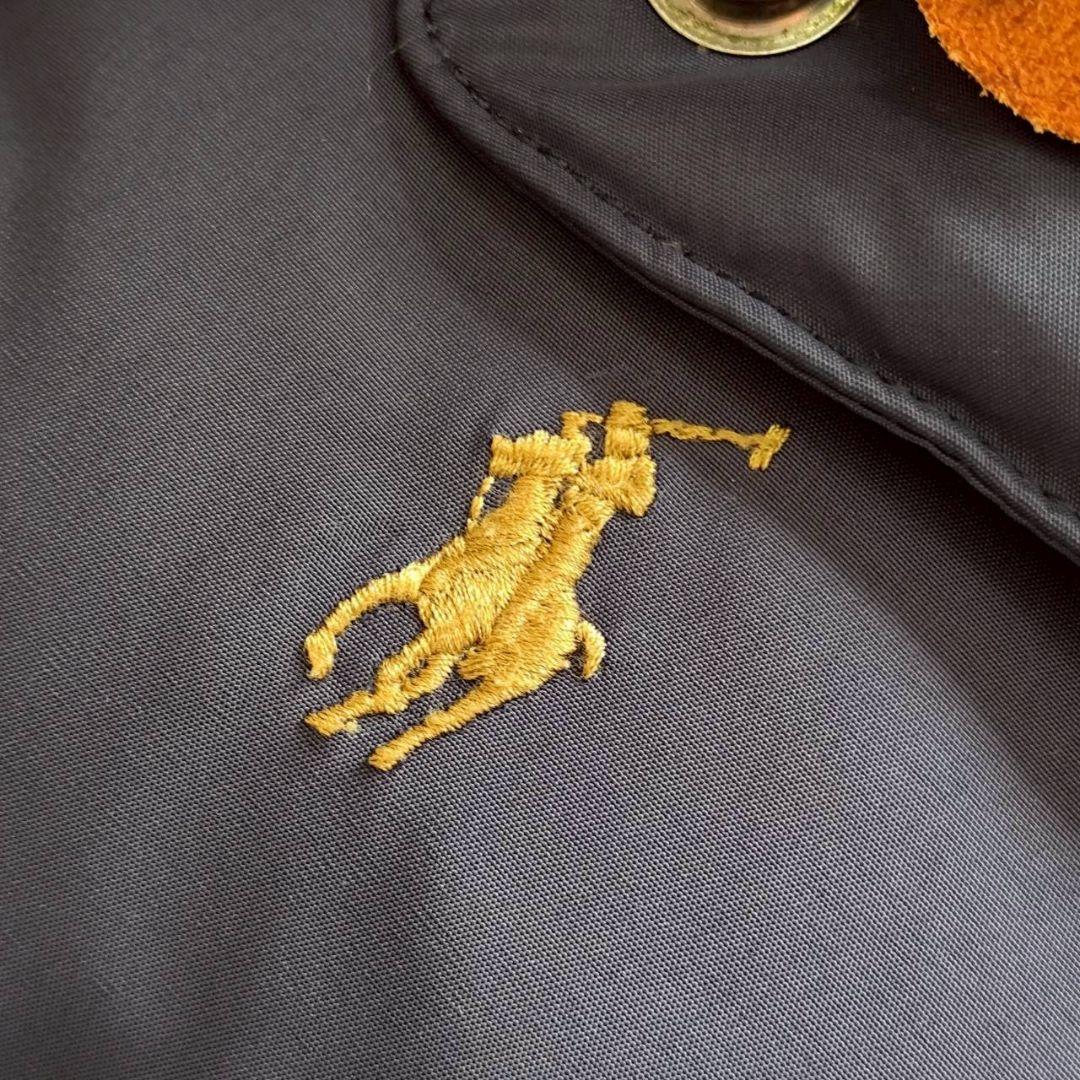 ポロラルフローレン フード レザー ポニー刺繍 ダウンベスト ネイビー