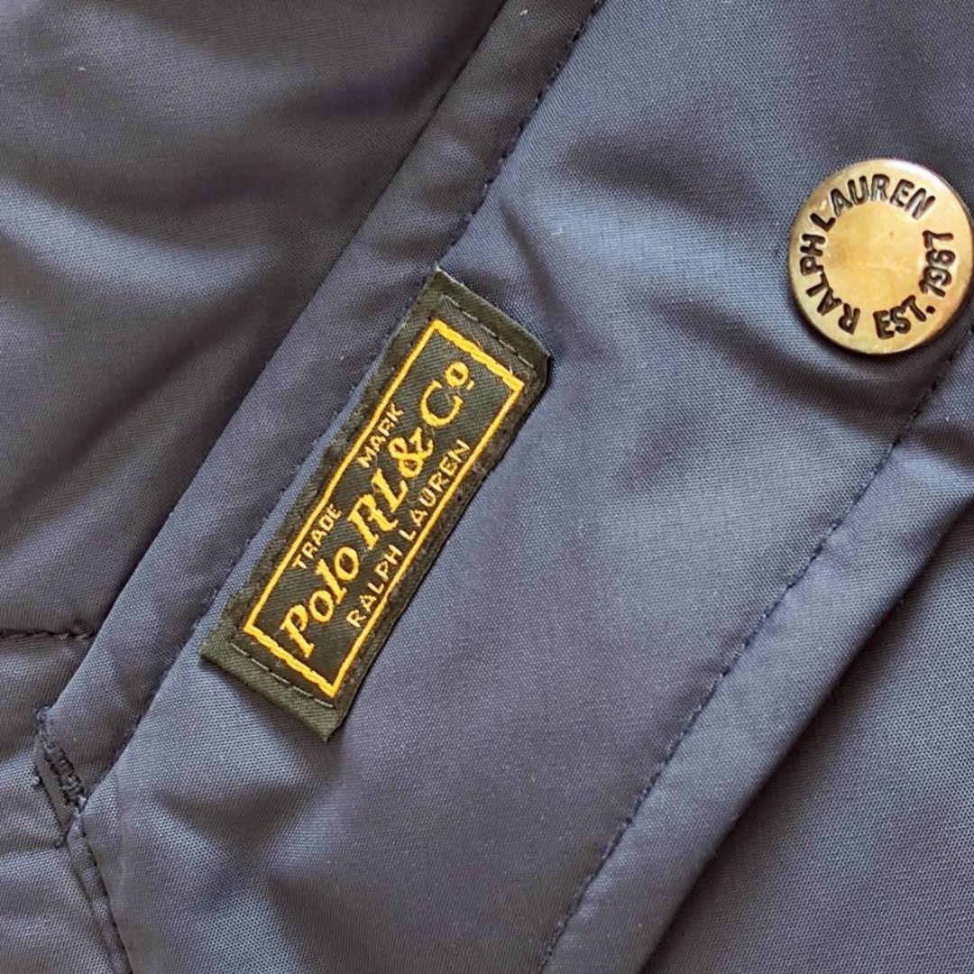 ポロラルフローレン フード レザー ポニー刺繍 ダウンベスト ネイビー