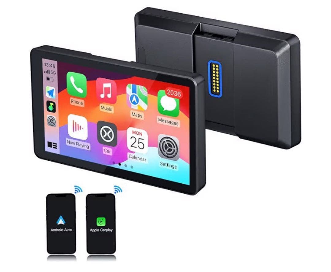 専用 CarPlay/AndroidAuto 対応 防水ディスプレイ