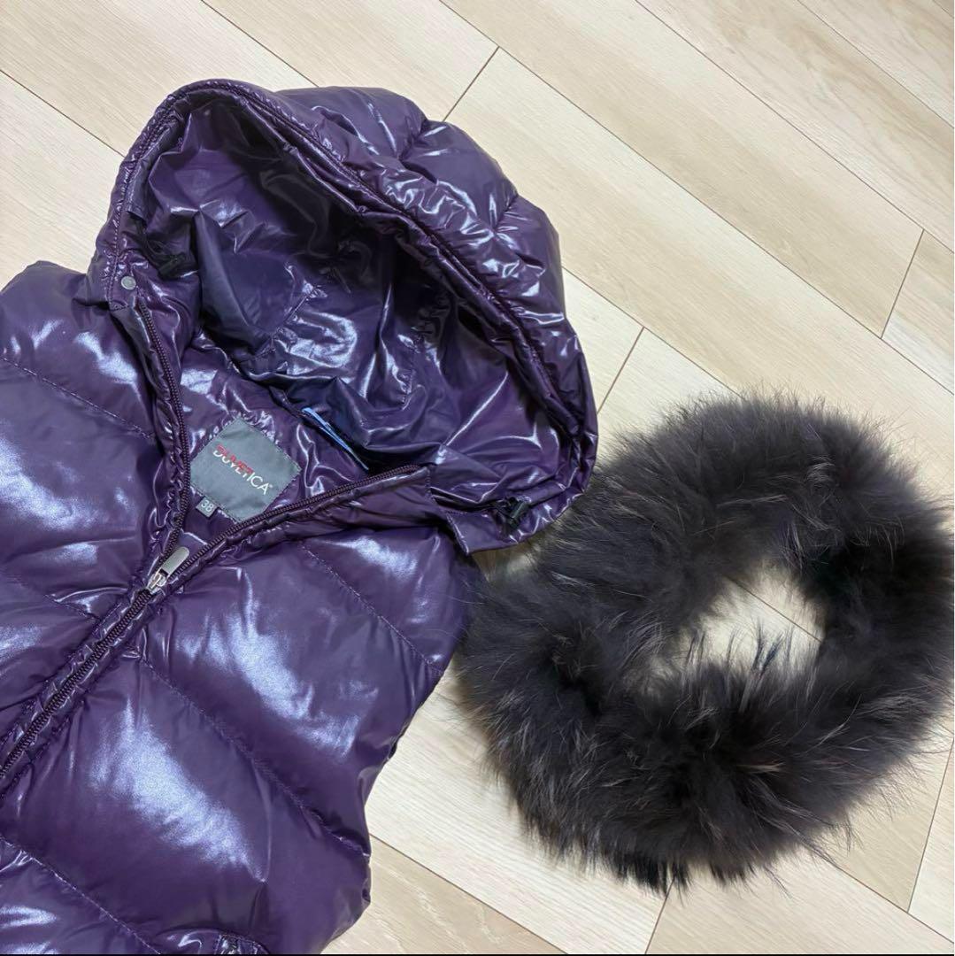 激レア✨高級ダウン デュベティカ 希少 紫 極上 ラクーンファー ベスト38