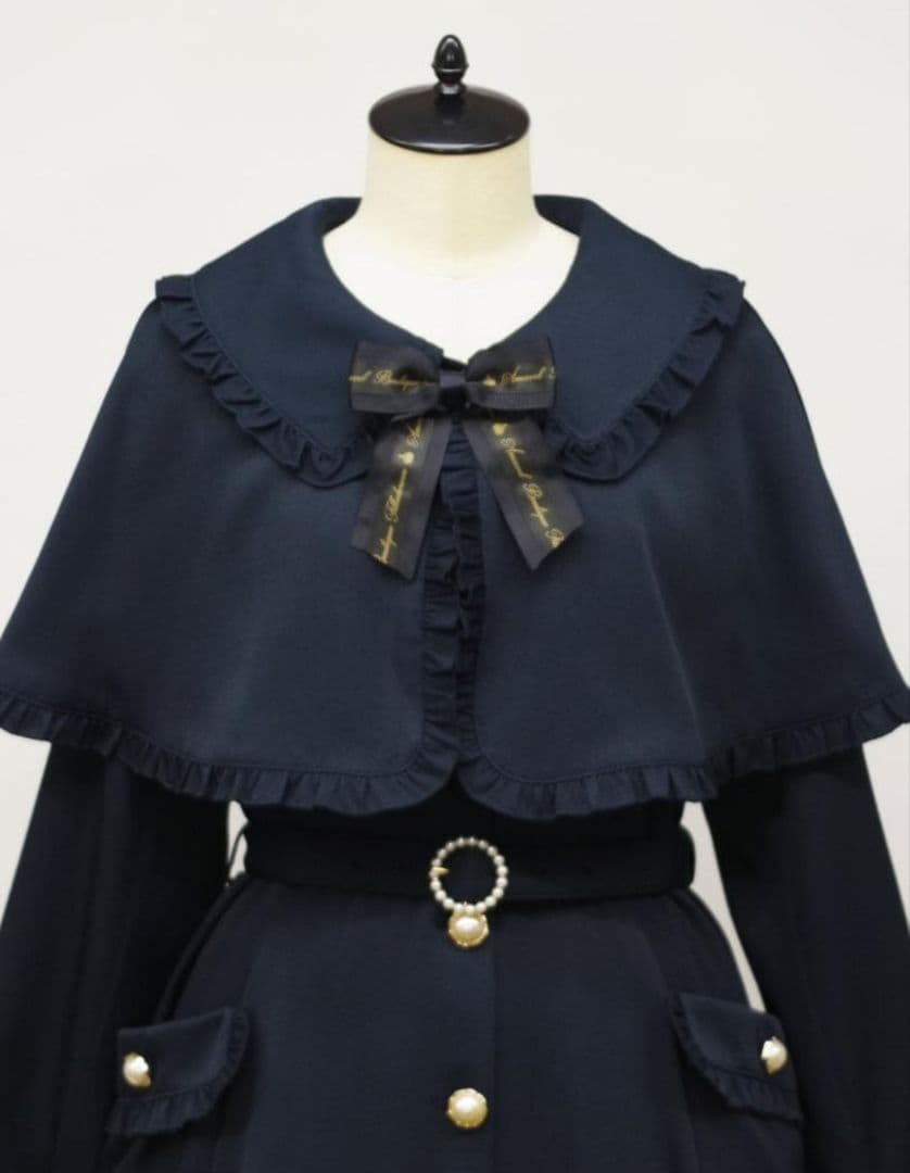 Amavel バッスルドレストレンチコート ネイビー