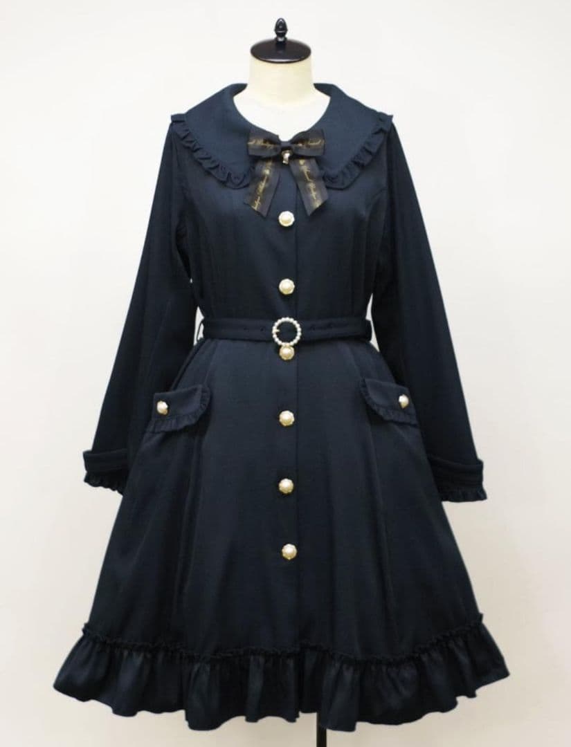 Amavel バッスルドレストレンチコート ネイビー