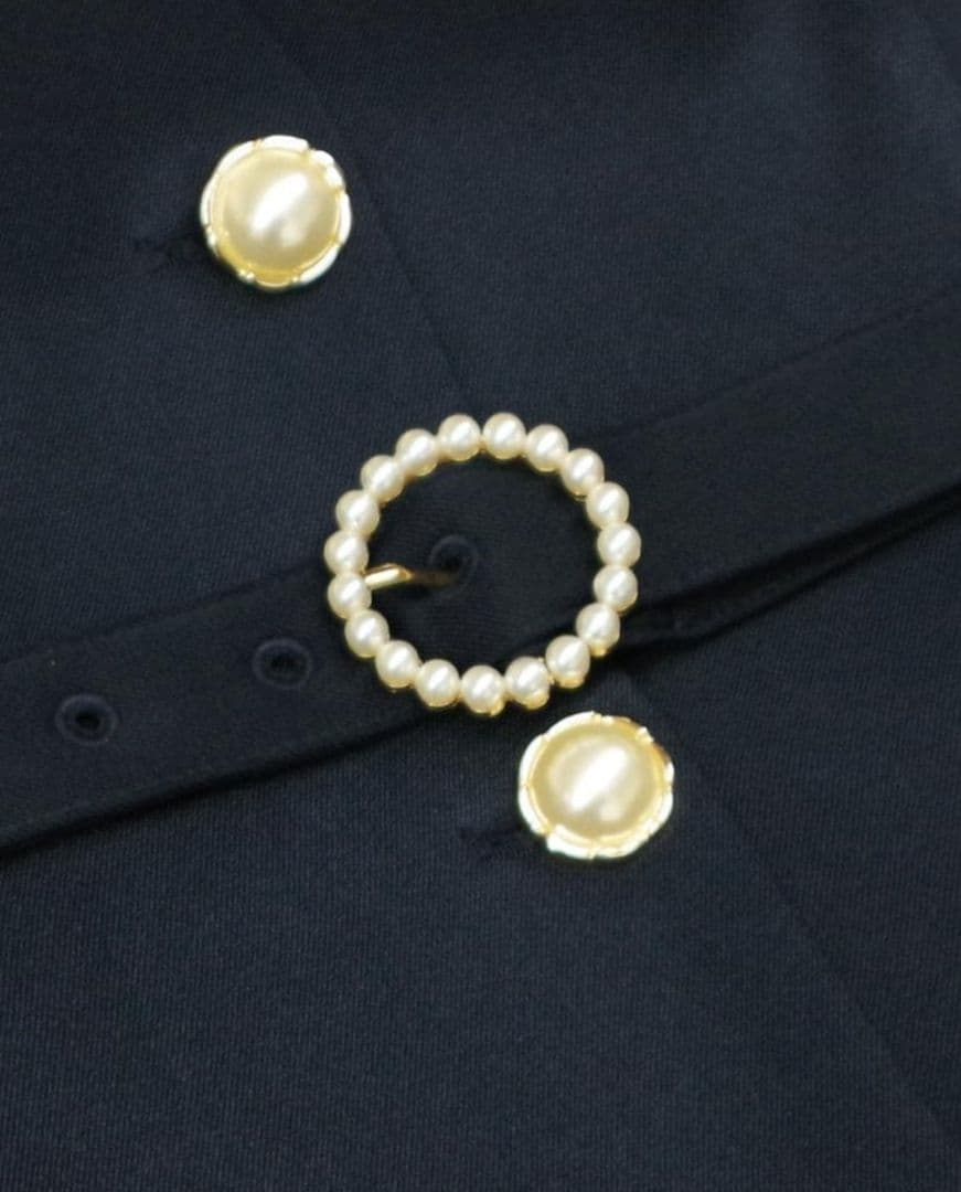 Amavel バッスルドレストレンチコート ネイビー