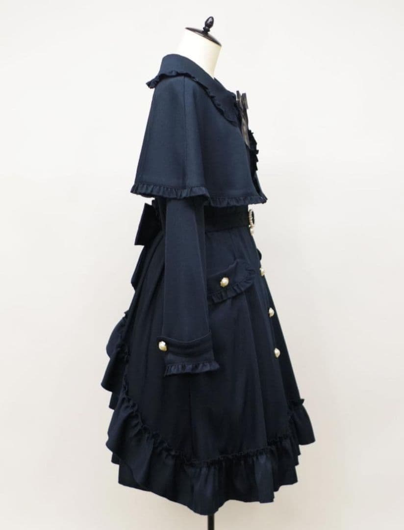 Amavel バッスルドレストレンチコート ネイビー