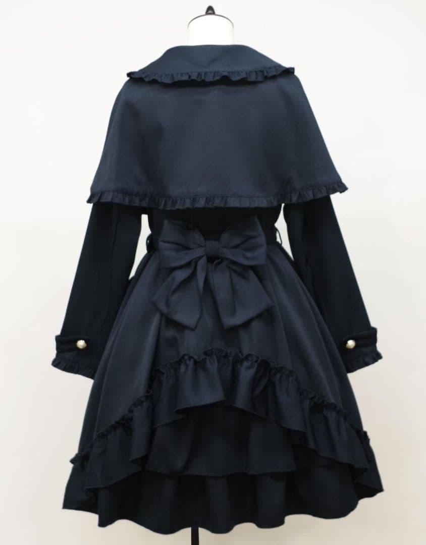 Amavel バッスルドレストレンチコート ネイビー