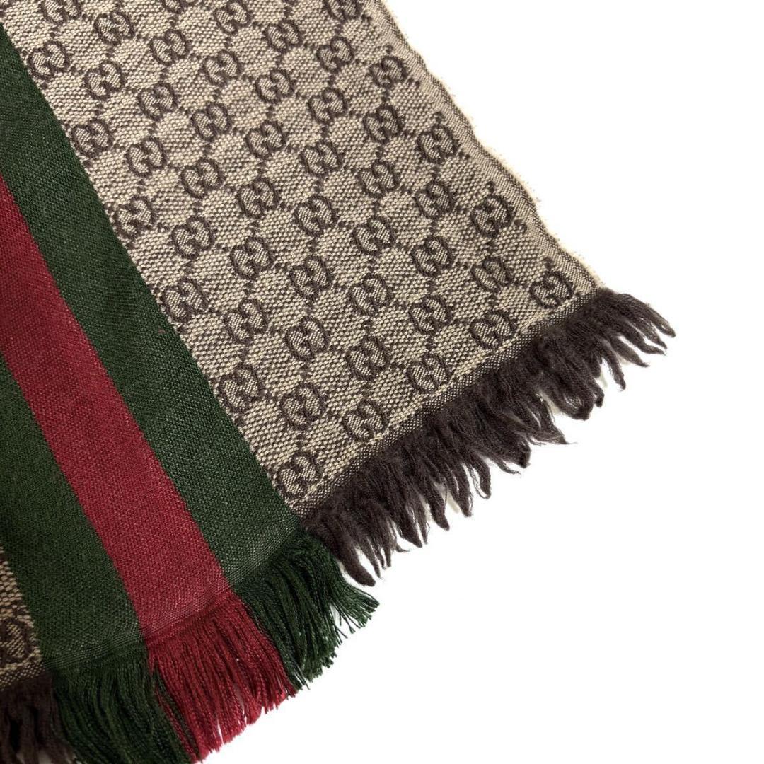 【美品】GUCCI ウール シルク シェリー マフラー GG柄 イタリア製
