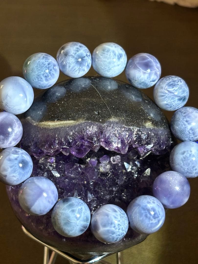 パープルラリマー　ブレス13.6〜14.2㎜大玉（新品未使用）高品質幻のラリマー