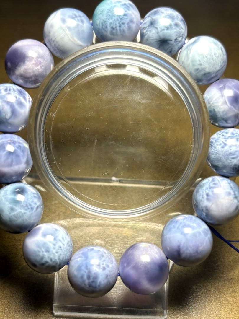 パープルラリマー　ブレス13.6〜14.2㎜大玉（新品未使用）高品質幻のラリマー