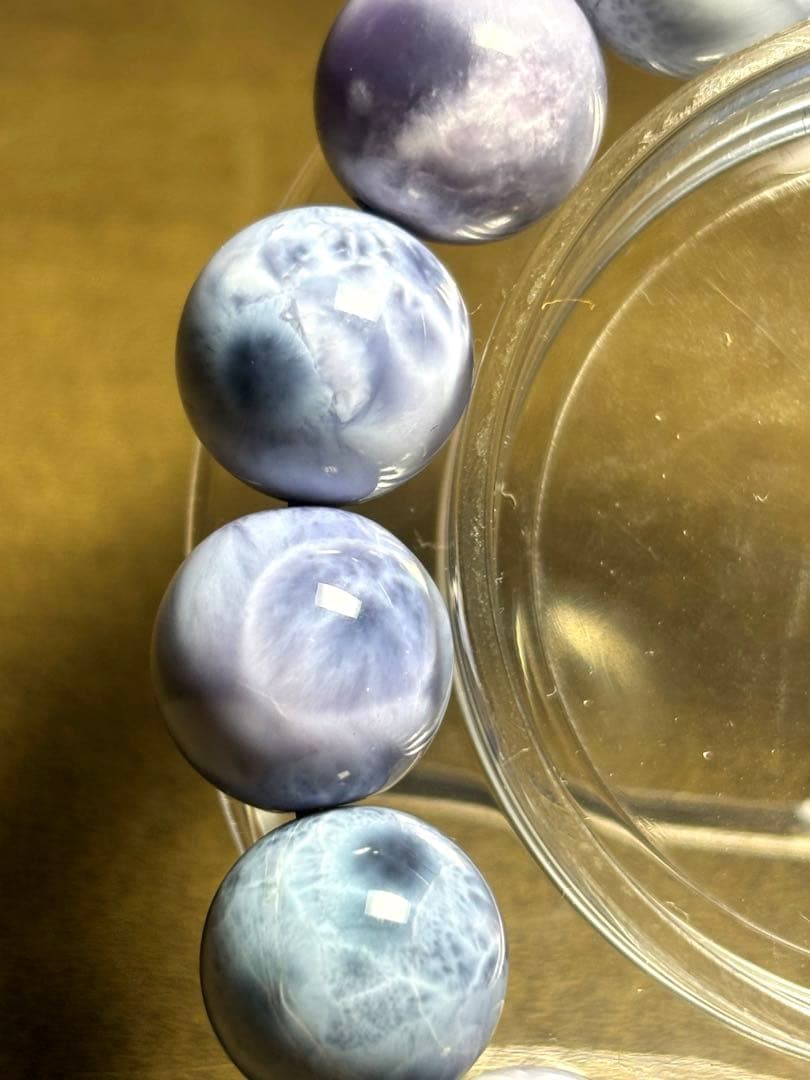 パープルラリマー　ブレス13.6〜14.2㎜大玉（新品未使用）高品質幻のラリマー