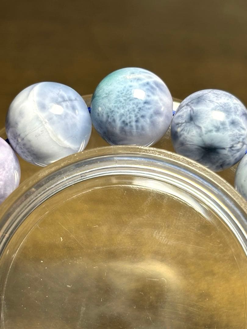 パープルラリマー　ブレス13.6〜14.2㎜大玉（新品未使用）高品質幻のラリマー