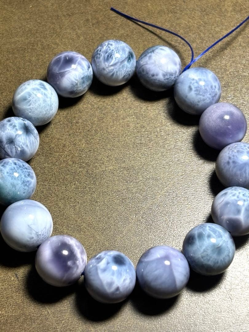 パープルラリマー　ブレス13.6〜14.2㎜大玉（新品未使用）高品質幻のラリマー