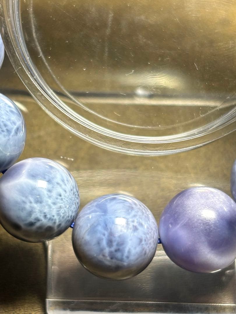 パープルラリマー　ブレス13.6〜14.2㎜大玉（新品未使用）高品質幻のラリマー