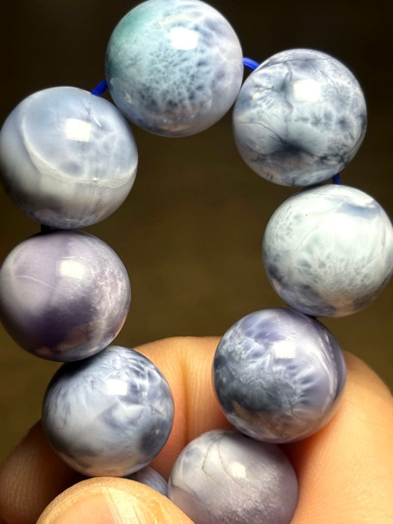 パープルラリマー　ブレス13.6〜14.2㎜大玉（新品未使用）高品質幻のラリマー