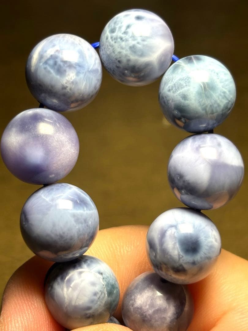 パープルラリマー　ブレス13.6〜14.2㎜大玉（新品未使用）高品質幻のラリマー