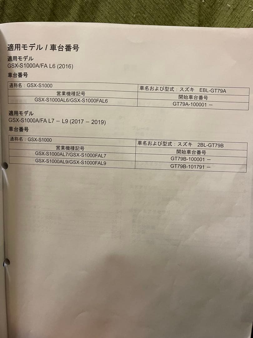 Hisato SUZUKI GSX-S1000A/FAサービスマニュアル