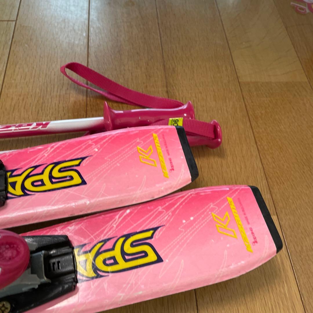 スキー板 ブーツ2足　ストック 4点セット　サイズ90