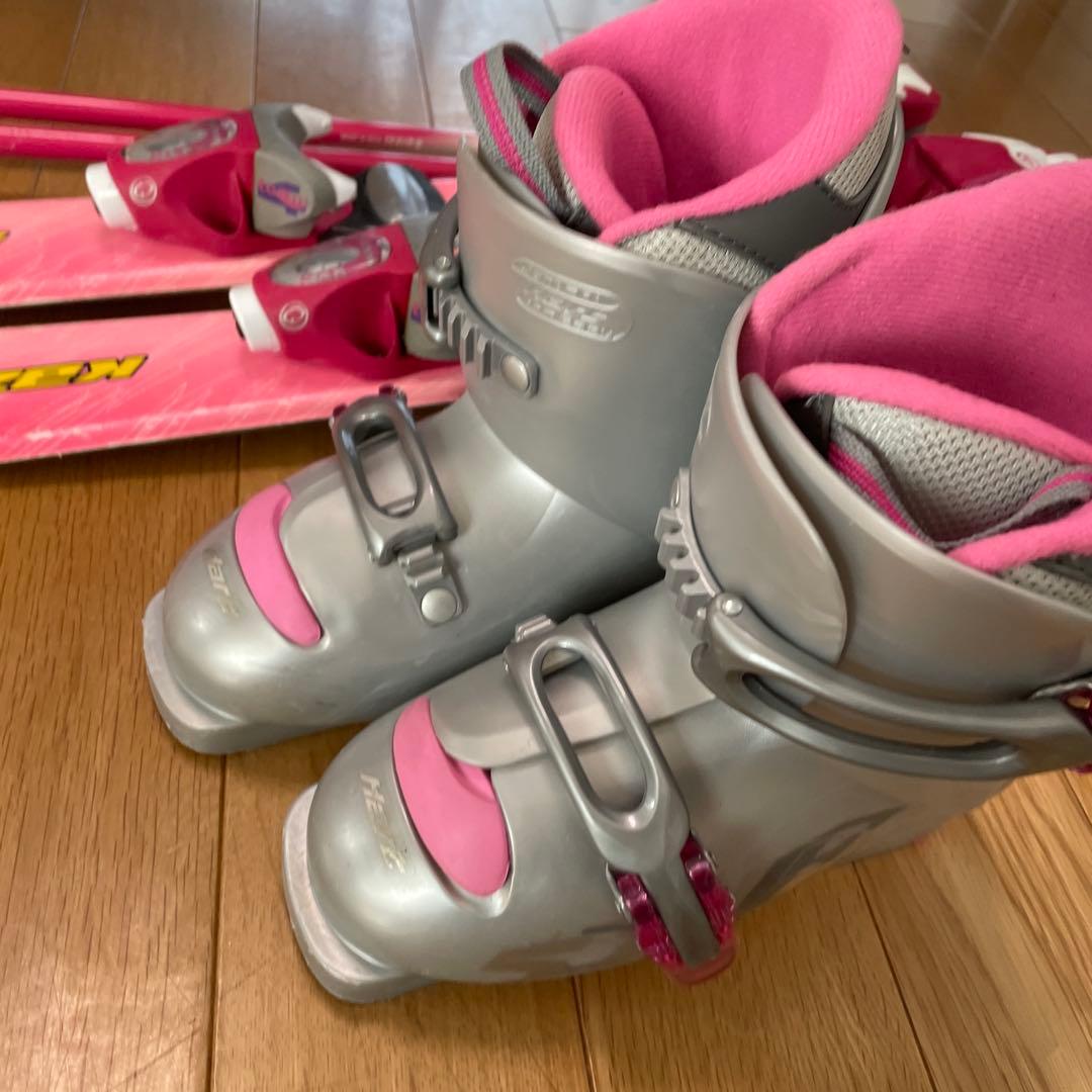 スキー板 ブーツ2足　ストック 4点セット　サイズ90