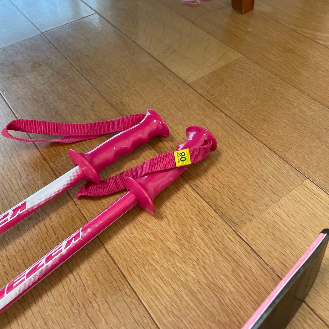 スキー板 ブーツ2足　ストック 4点セット　サイズ90