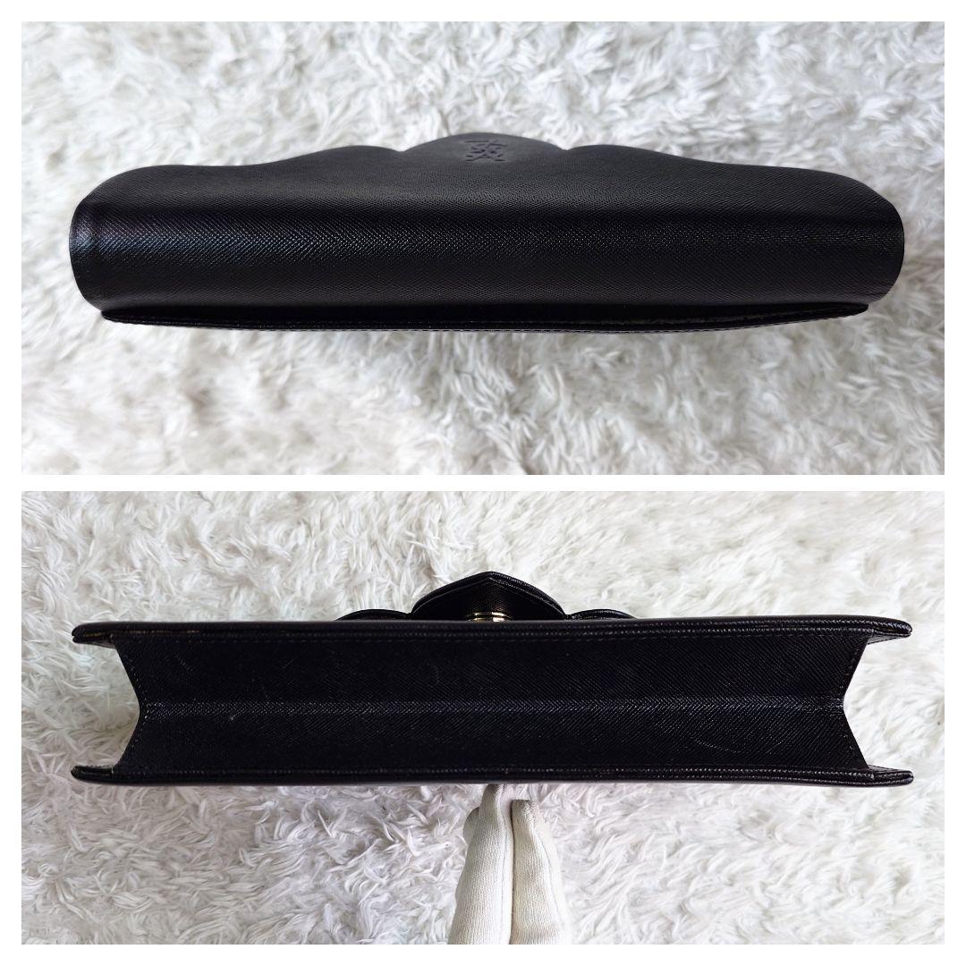 イヴサンローラン クラッチバッグ カサンドラ レザー ブラック レディース ロゴ