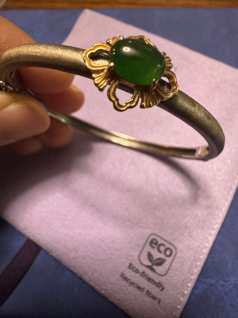 10Kゴールド 本翡翠 ワックス無し　バングル