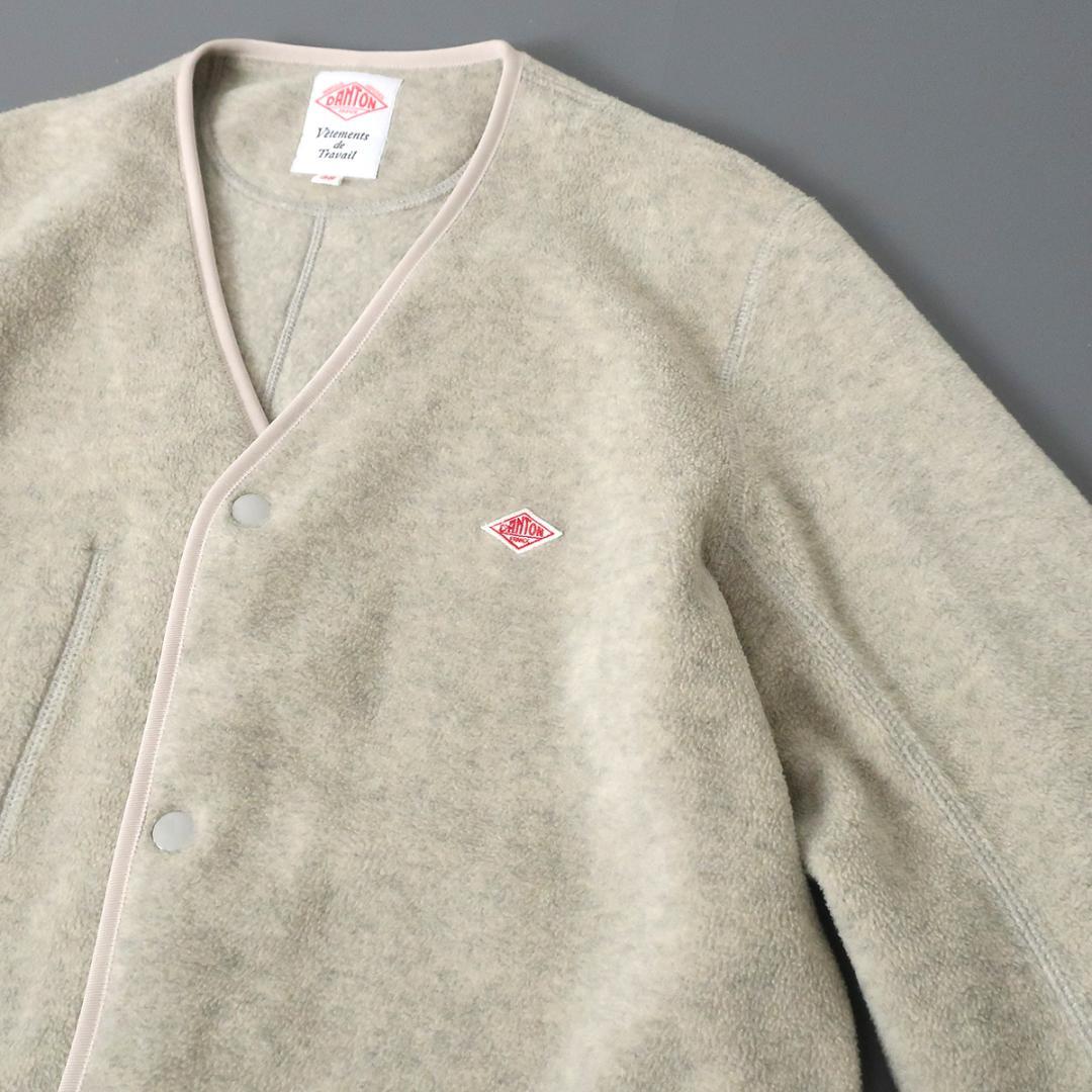 DANTON Vネックロングカーディガン　ノーカラー/フリースコート