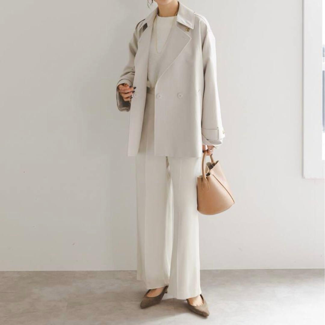 NOBLE ノーブル コットンダブルクロスハーフコート 38 ナチュラル