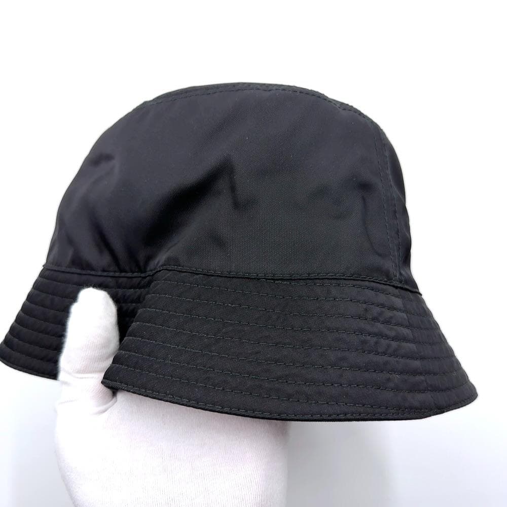 ◇プラダ◇1HC137/ナイロン/M/バケットハット/帽子/ブラック/ブランド