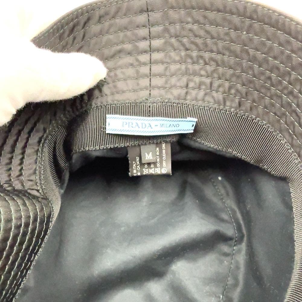 ◇プラダ◇1HC137/ナイロン/M/バケットハット/帽子/ブラック/ブランド