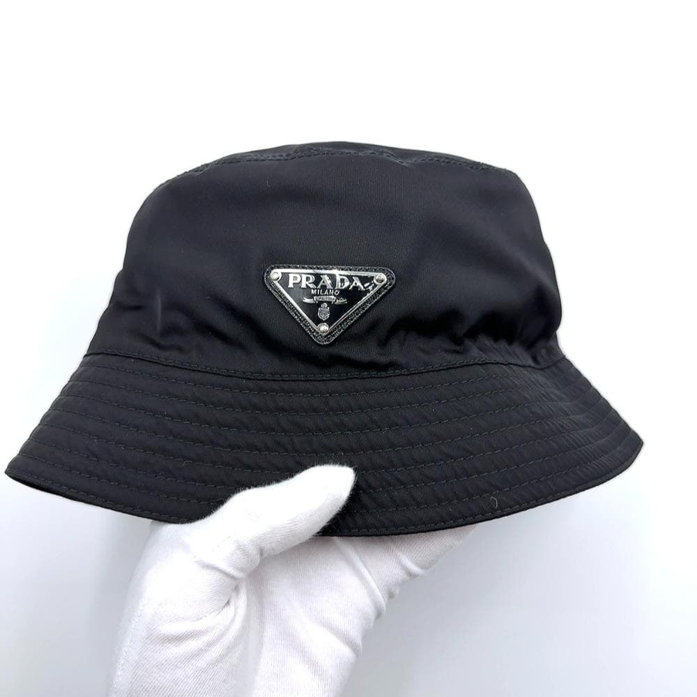 ◇プラダ◇1HC137/ナイロン/M/バケットハット/帽子/ブラック/ブランド