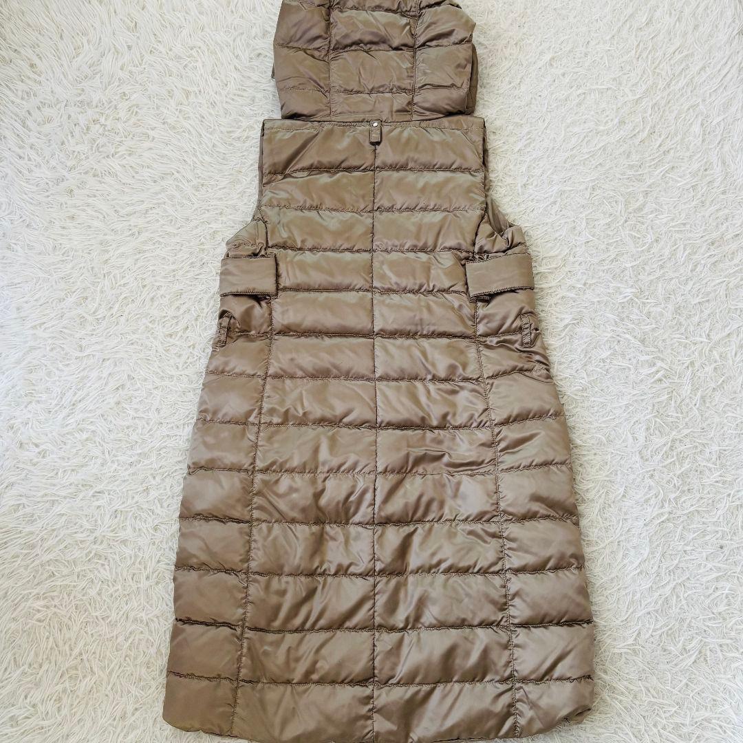 極美品　エスマックスマーラ　ロングダウンベスト38　リバーシブル　グレージュ