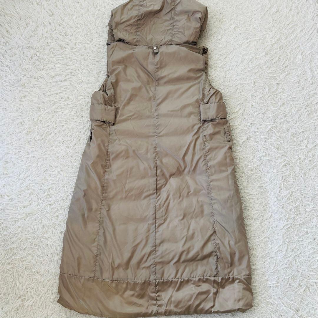 極美品　エスマックスマーラ　ロングダウンベスト38　リバーシブル　グレージュ